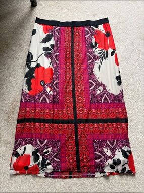 Chico's Vibrant Red, Purple & Black Maxi Skirt